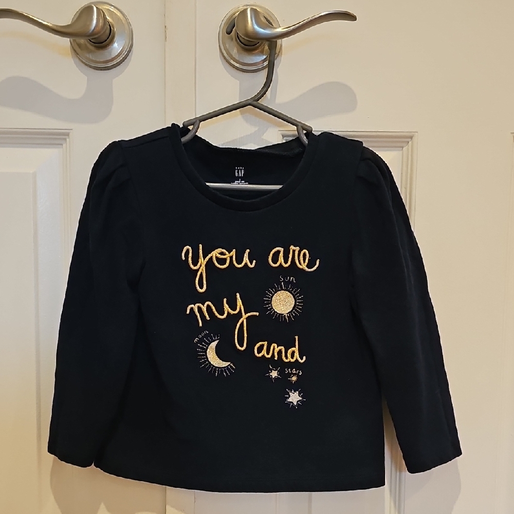 GAP Kids Navy Long Sleeve Shirt with Sun and Moon Embroidery